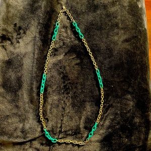 J. Crew long turquoise and gold link necklace!